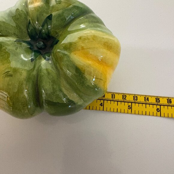 Hand-Painted Ceramic Tomatoes Green Red Glazed Home Decor Made in Italy - Picture 6 of 8